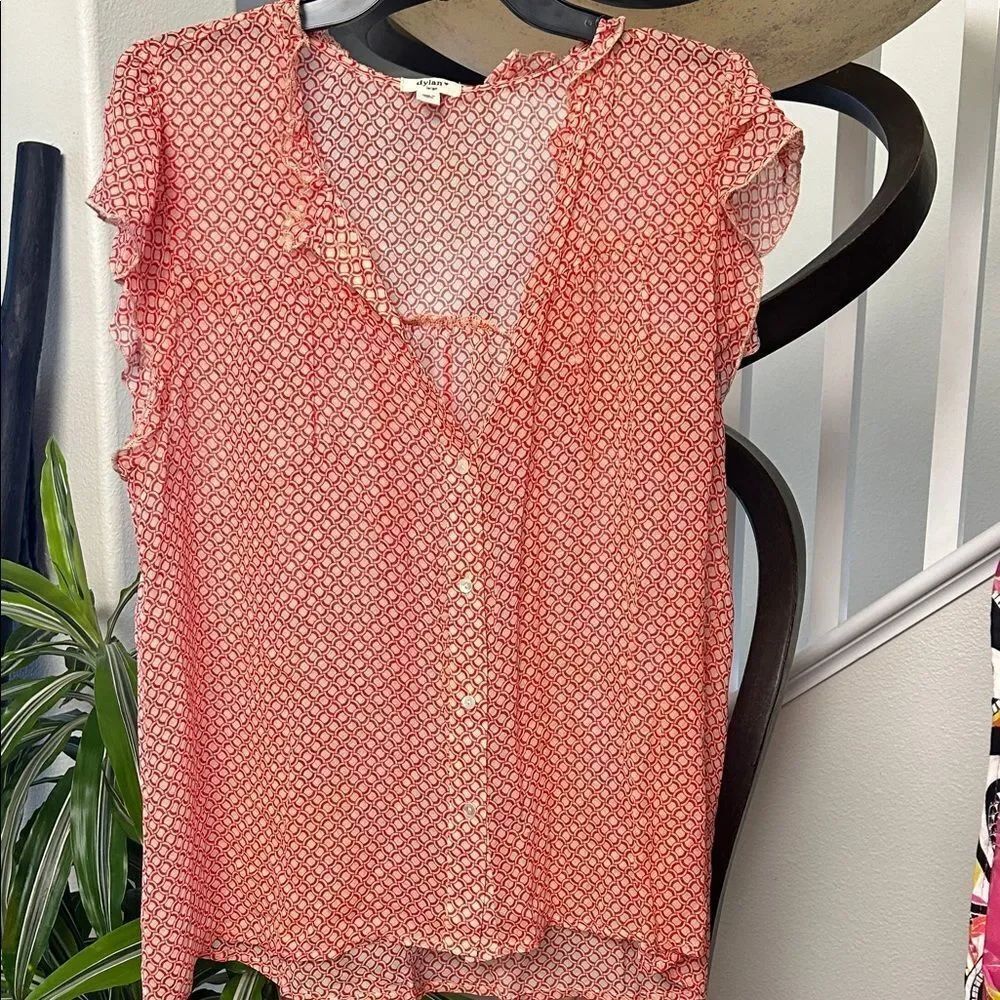 Dylan Red Geometric Blouse